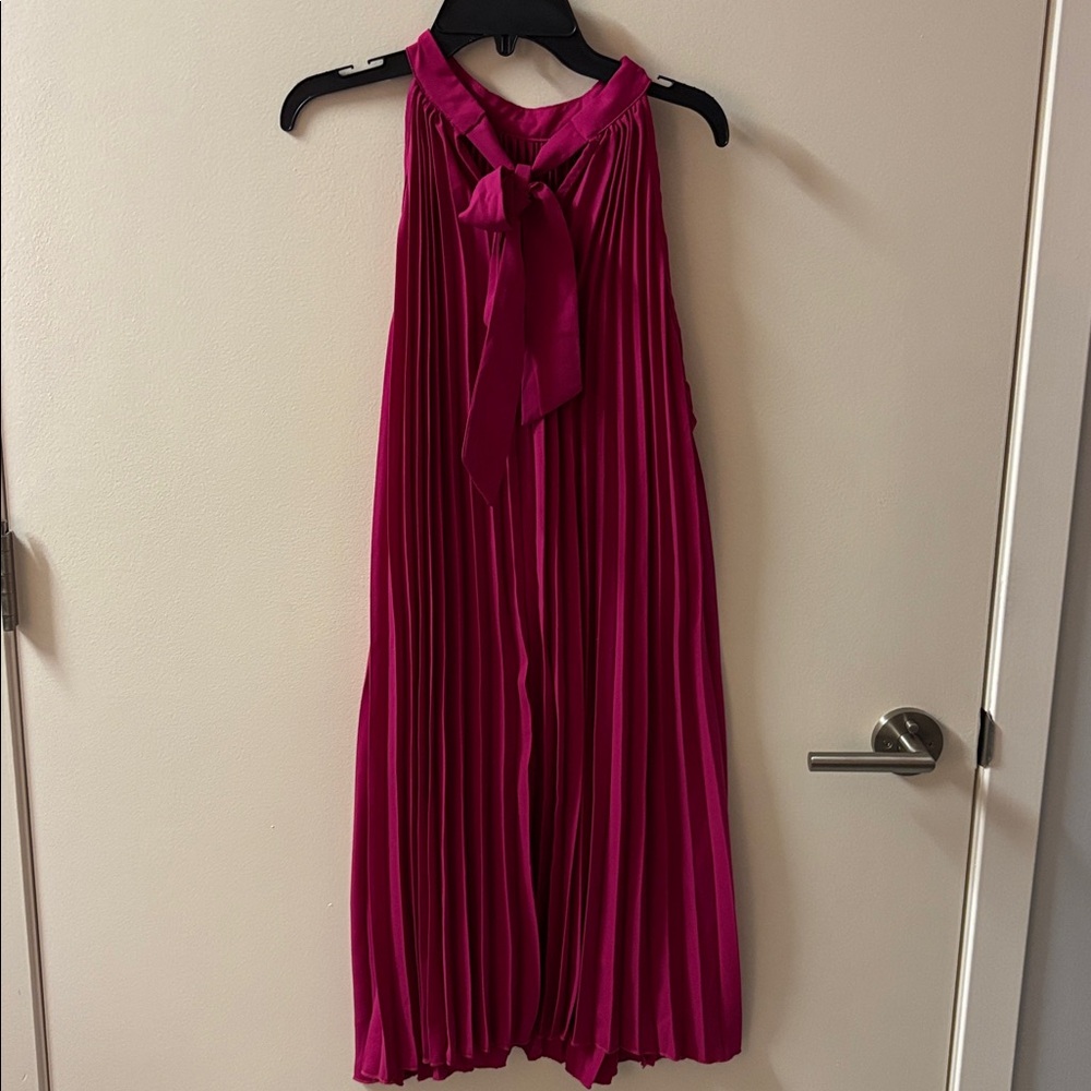 Pink/Magenta Pleated Tea Length Dress - XL - Picture 2 of 2